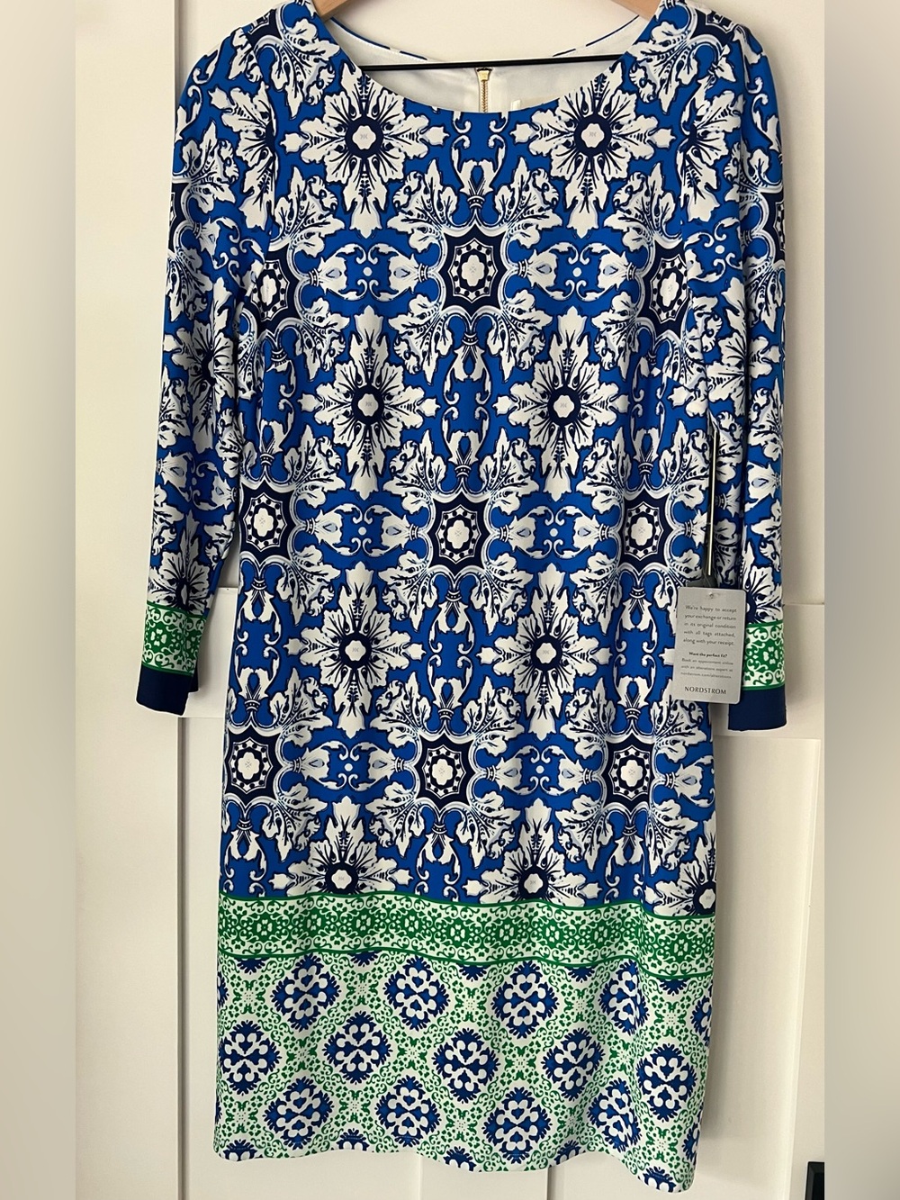 Eliza J NWT Blue Green Geometric Tile Shift Dress Size 10